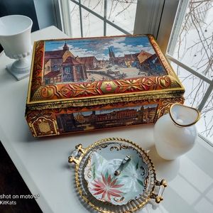 RarVTG E. Otto Schmidt Euro biscuit very Large tin Germany collectible art